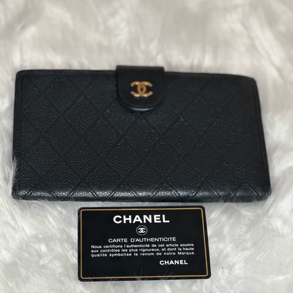 💯 Authentic CHANEL Caviar Stitched French Wallet Black - Picture 1 of 15